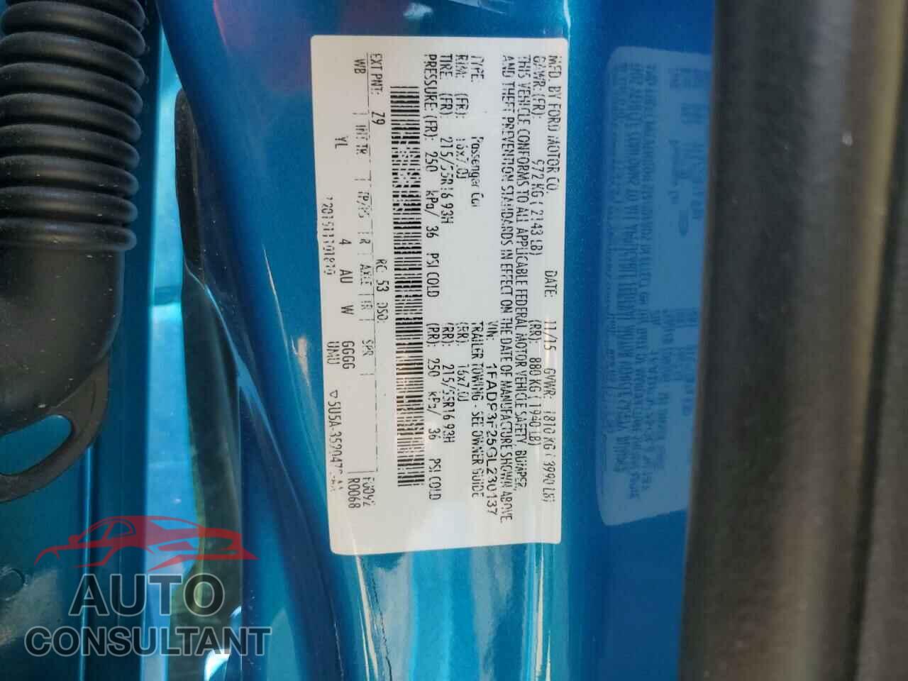 FORD FOCUS 2016 - 1FADP3F25GL230137