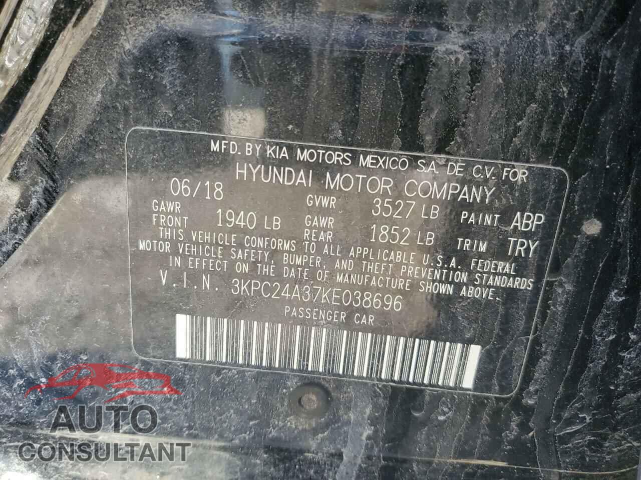 HYUNDAI ACCENT 2019 - 3KPC24A37KE038696