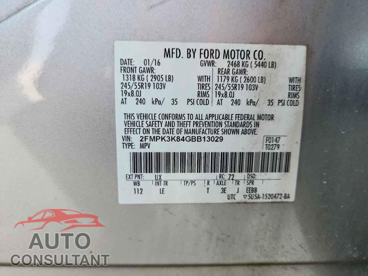 FORD EDGE 2016 - 2FMPK3K84GBB13029