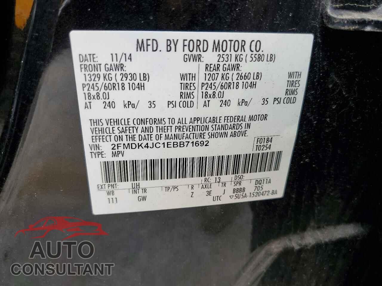 FORD EDGE 2014 - 2FMDK4JC1EBB71692