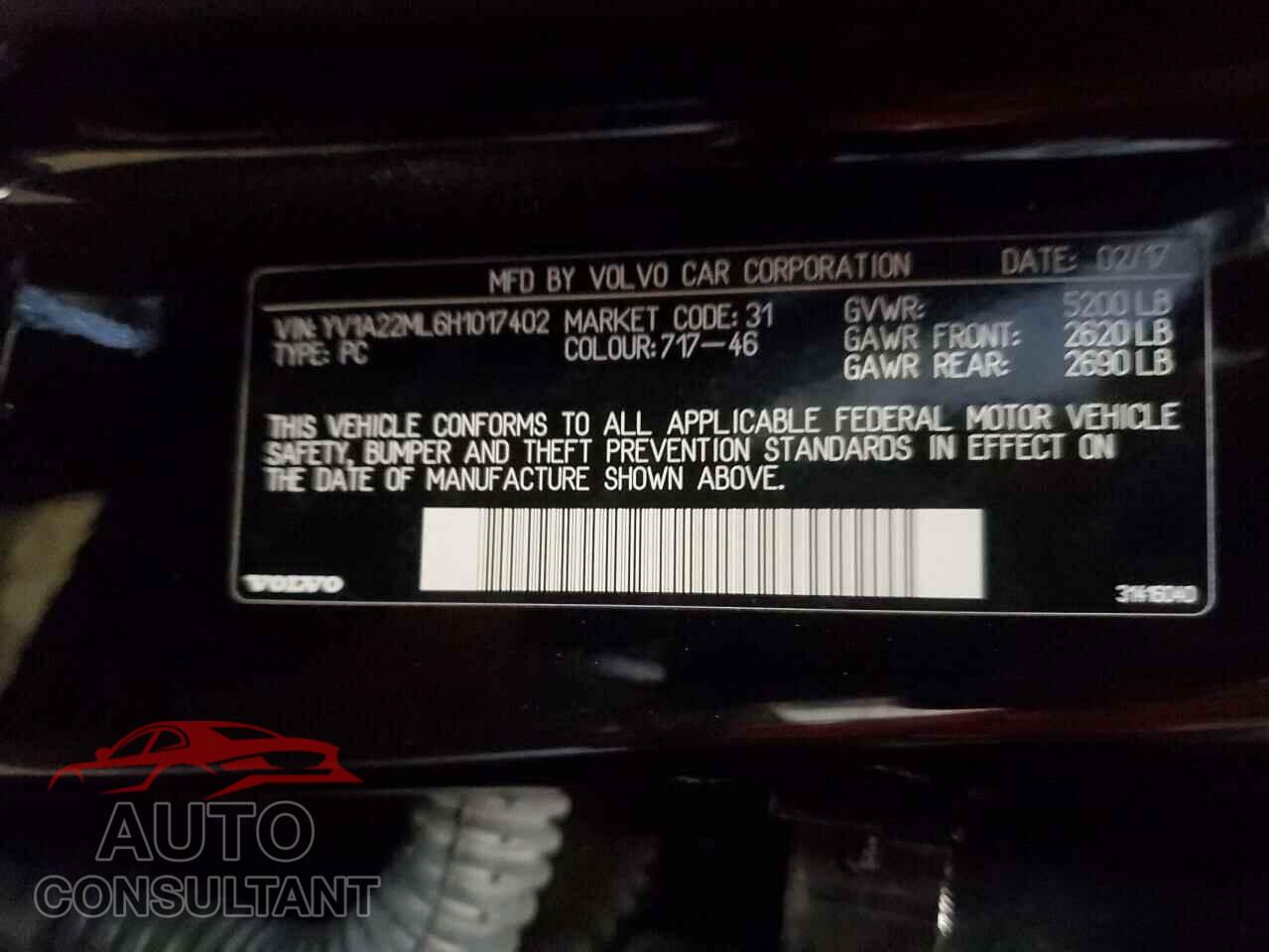 VOLVO S90 2017 - YV1A22ML6H1017402