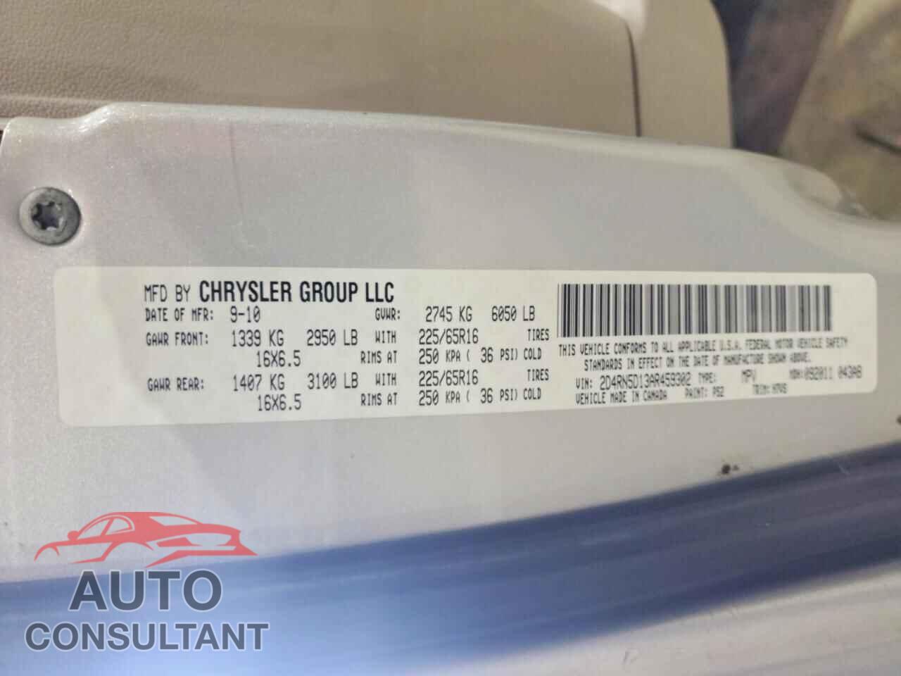 DODGE CARAVAN 2010 - 2D4RN5D13AR459302