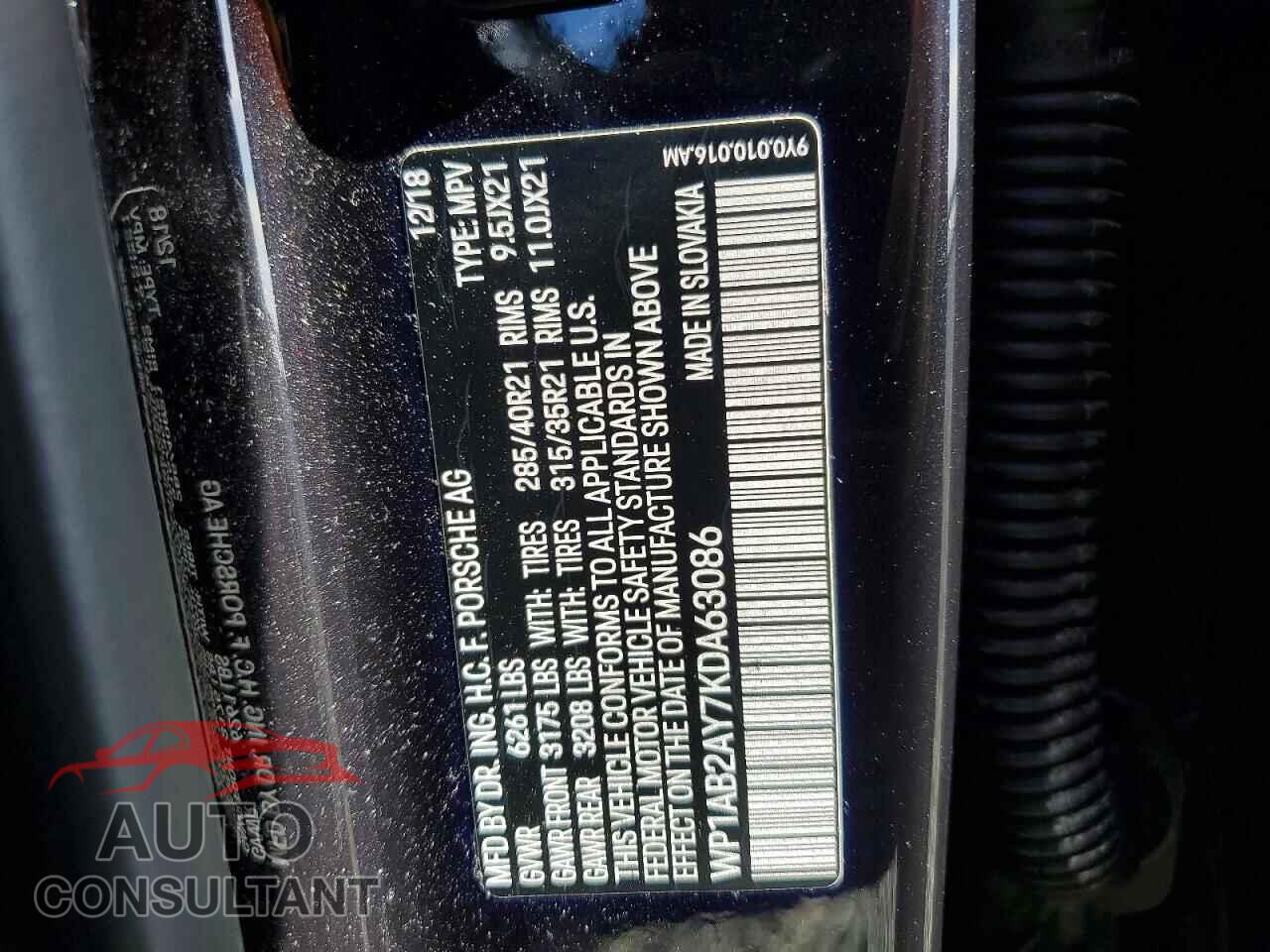 PORSCHE CAYENNE 2019 - WP1AB2AY7KDA63086