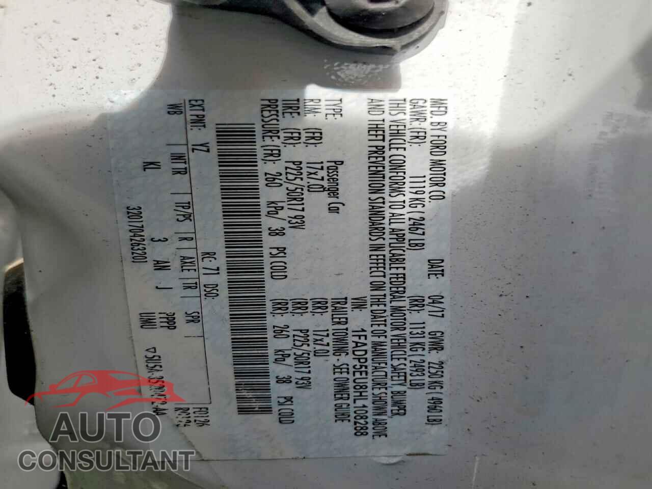 FORD CMAX 2017 - 1FADP5EU8HL108288