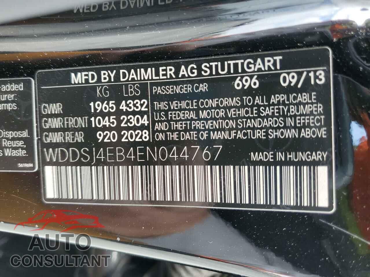 MERCEDES-BENZ CLA-CLASS 2014 - WDDSJ4EB4EN044767