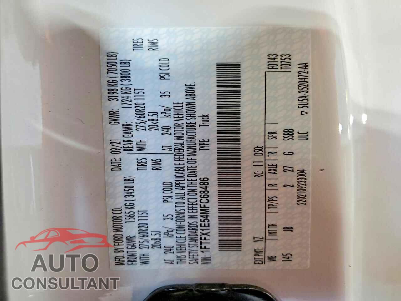 FORD F150 2021 - 1FTFX1E54MFC68486