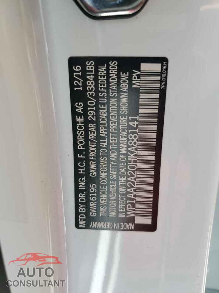 PORSCHE CAYENNE 2017 - WP1AA2A20HKA88141