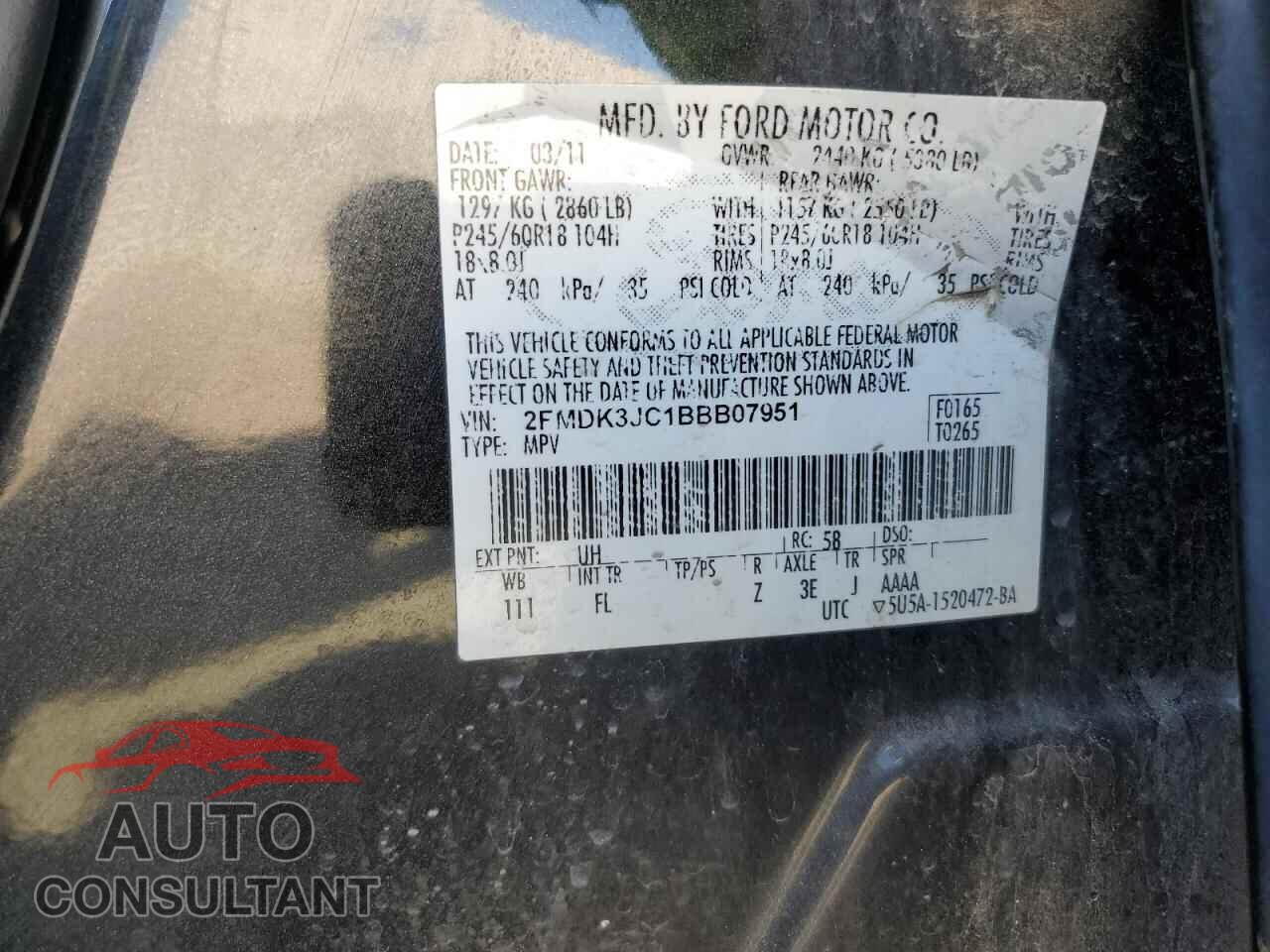 FORD EDGE 2011 - 2FMDK3JC1BBB07951