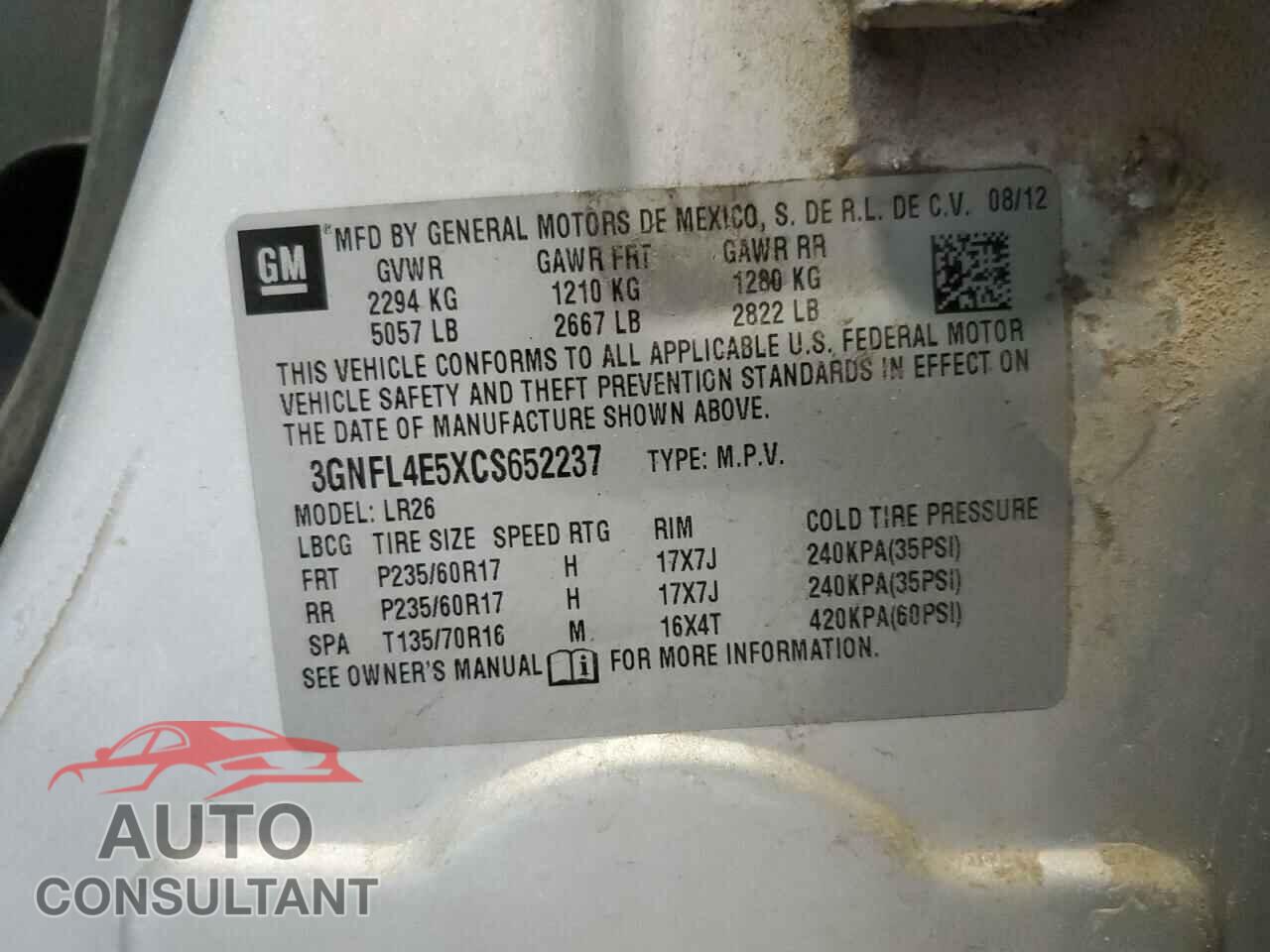 CHEVROLET CAPTIVA 2012 - 3GNFL4E5XCS652237