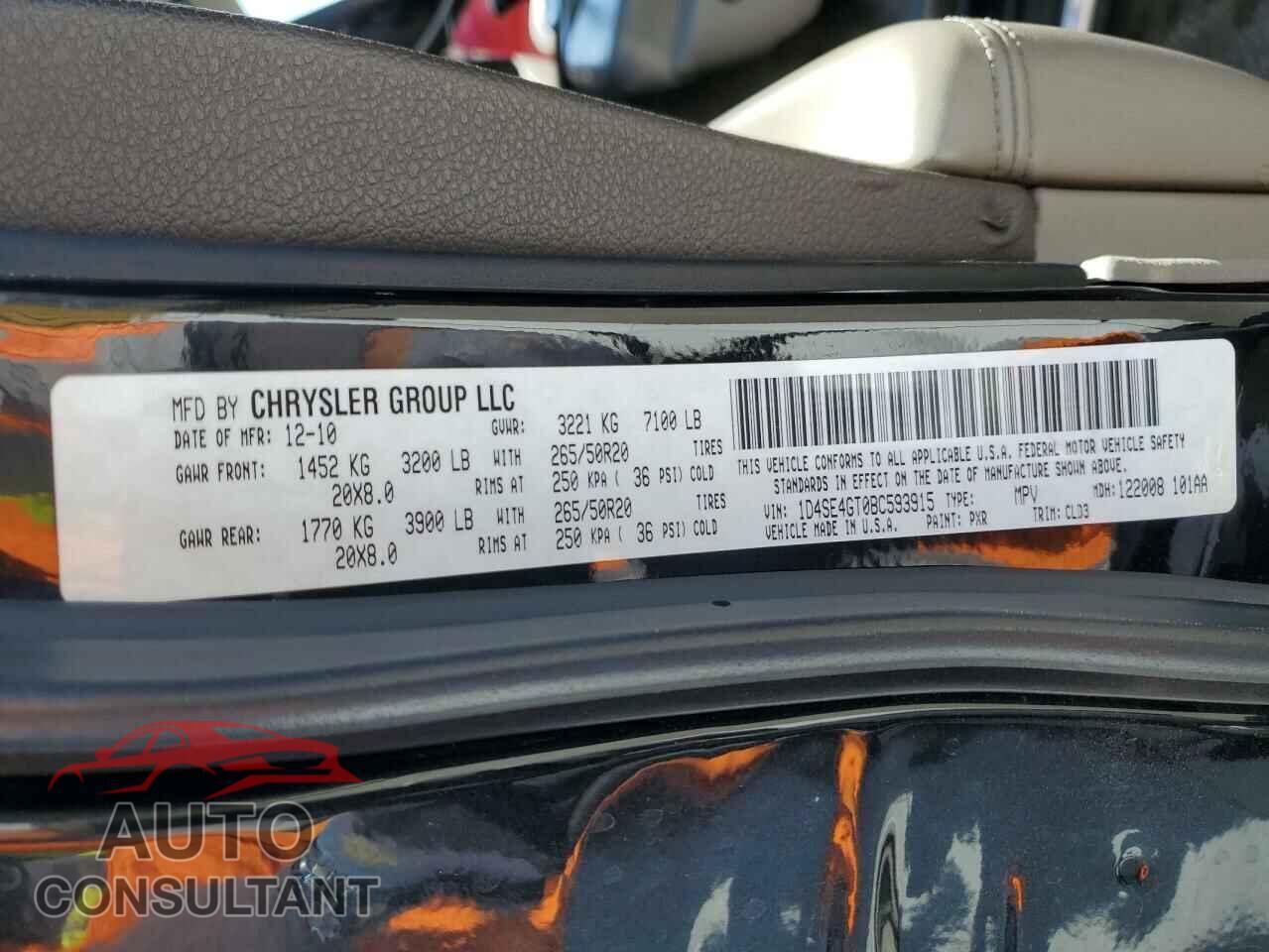 DODGE DURANGO 2011 - 1D4SE4GT0BC593915