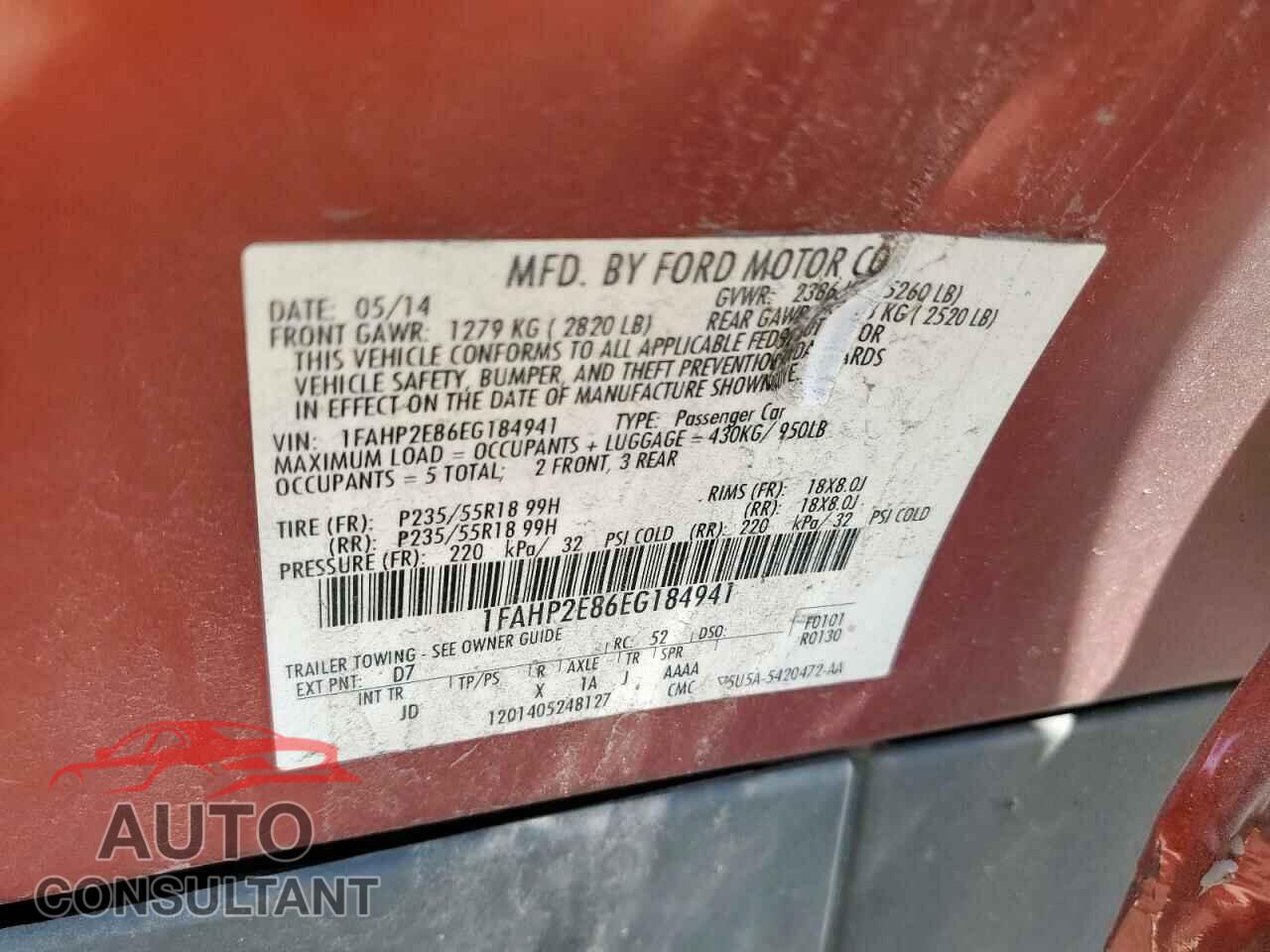 FORD TAURUS 2014 - 1FAHP2E86EG184941