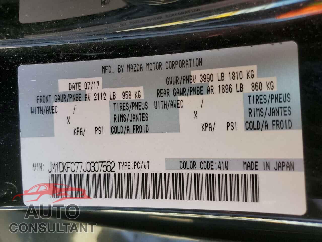MAZDA CX-3 2018 - JM1DKFC77J0307562