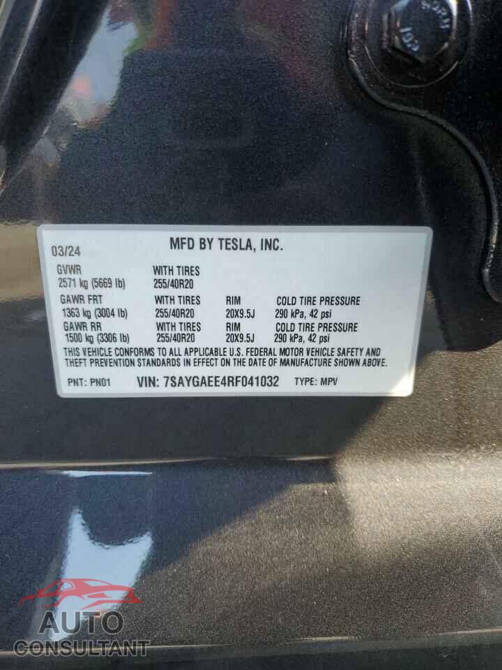 TESLA MODEL Y 2024 - 7SAYGAEE4RF041032