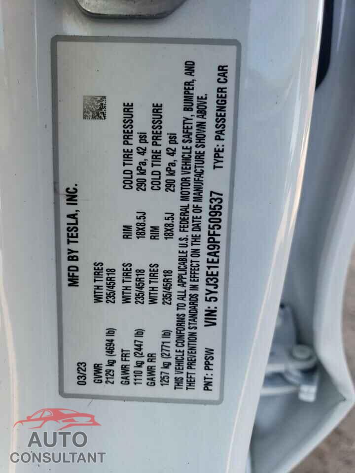 TESLA MODEL 3 2023 - 5YJ3E1EA9PF509537