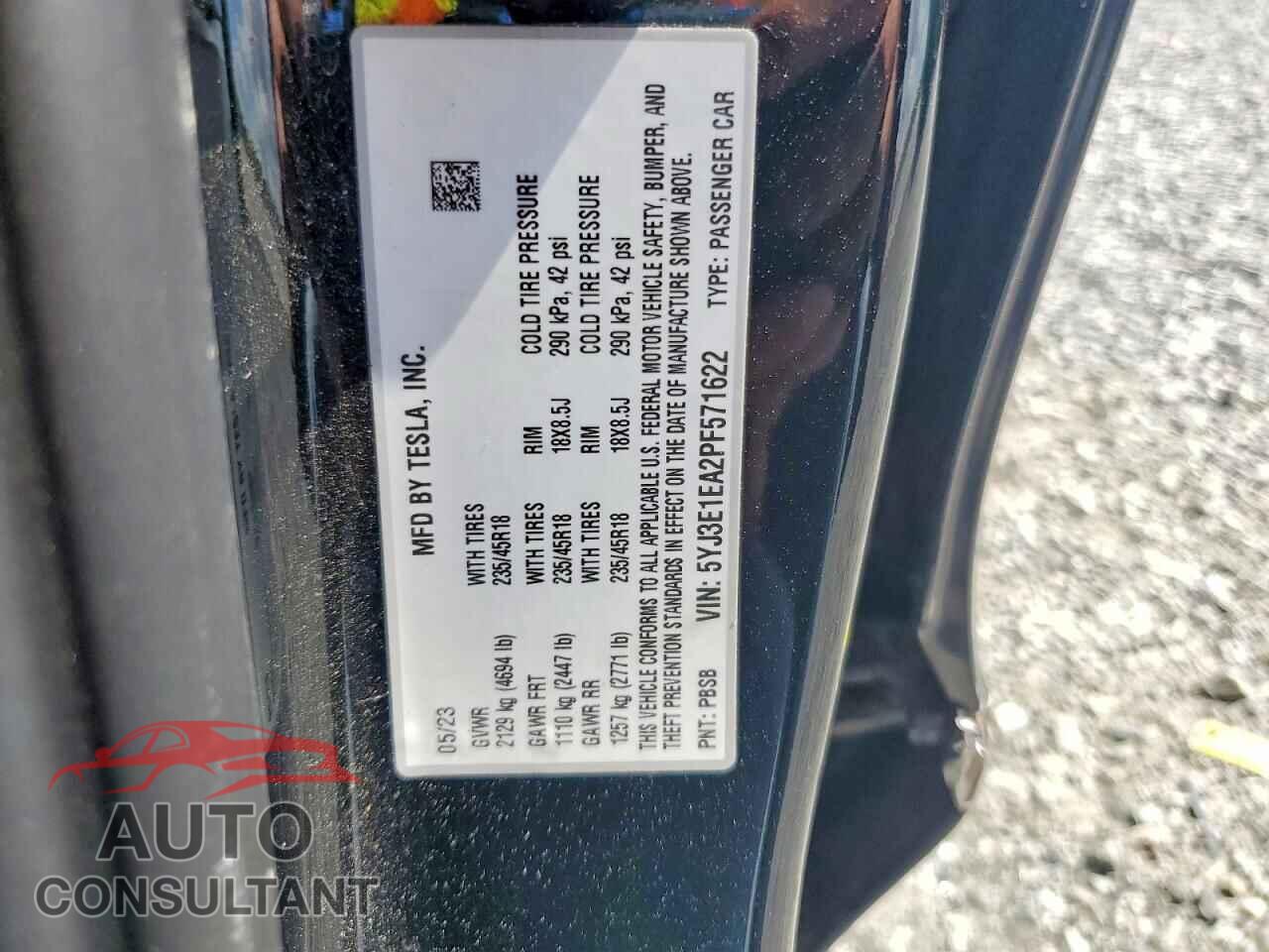 TESLA MODEL 3 2023 - 5YJ3E1EA2PF571622