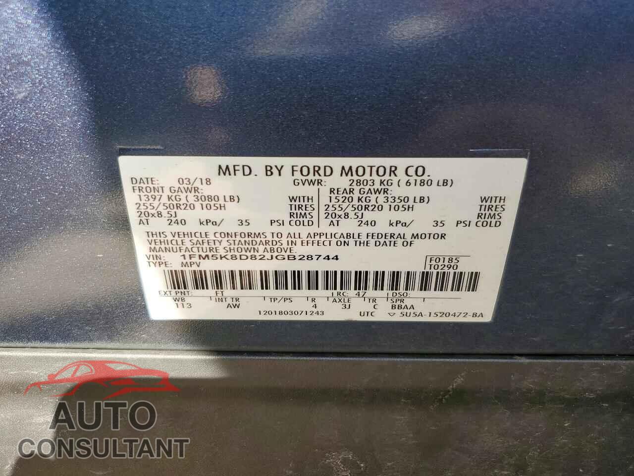 FORD EXPLORER 2018 - 1FM5K8D82JGB28744