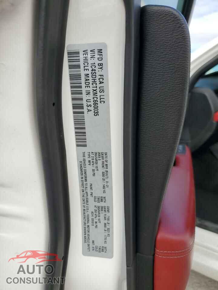 DODGE DURANGO 2021 - 1C4SDHCTXMC660035