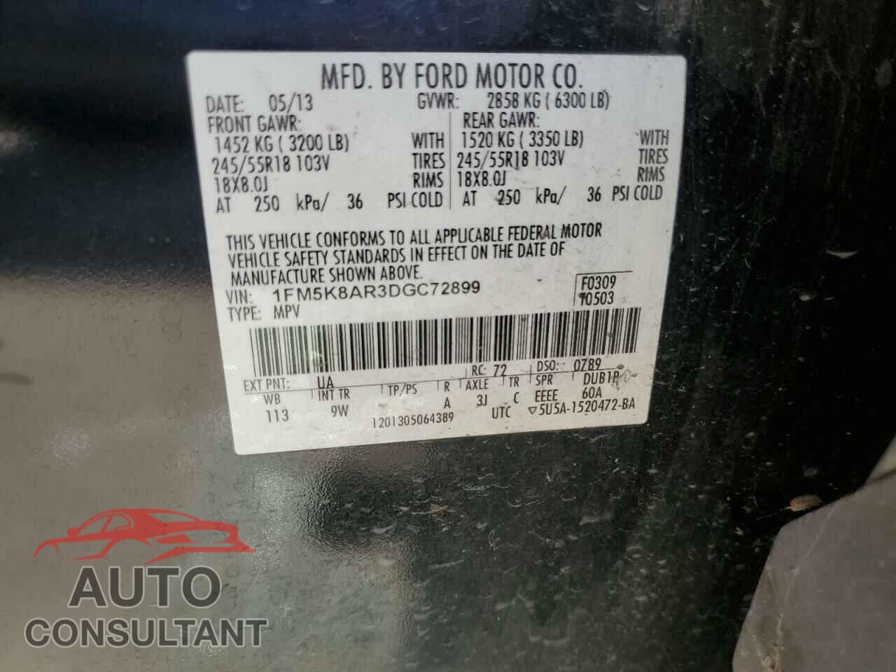 FORD EXPLORER 2013 - 1FM5K8AR3DGC72899