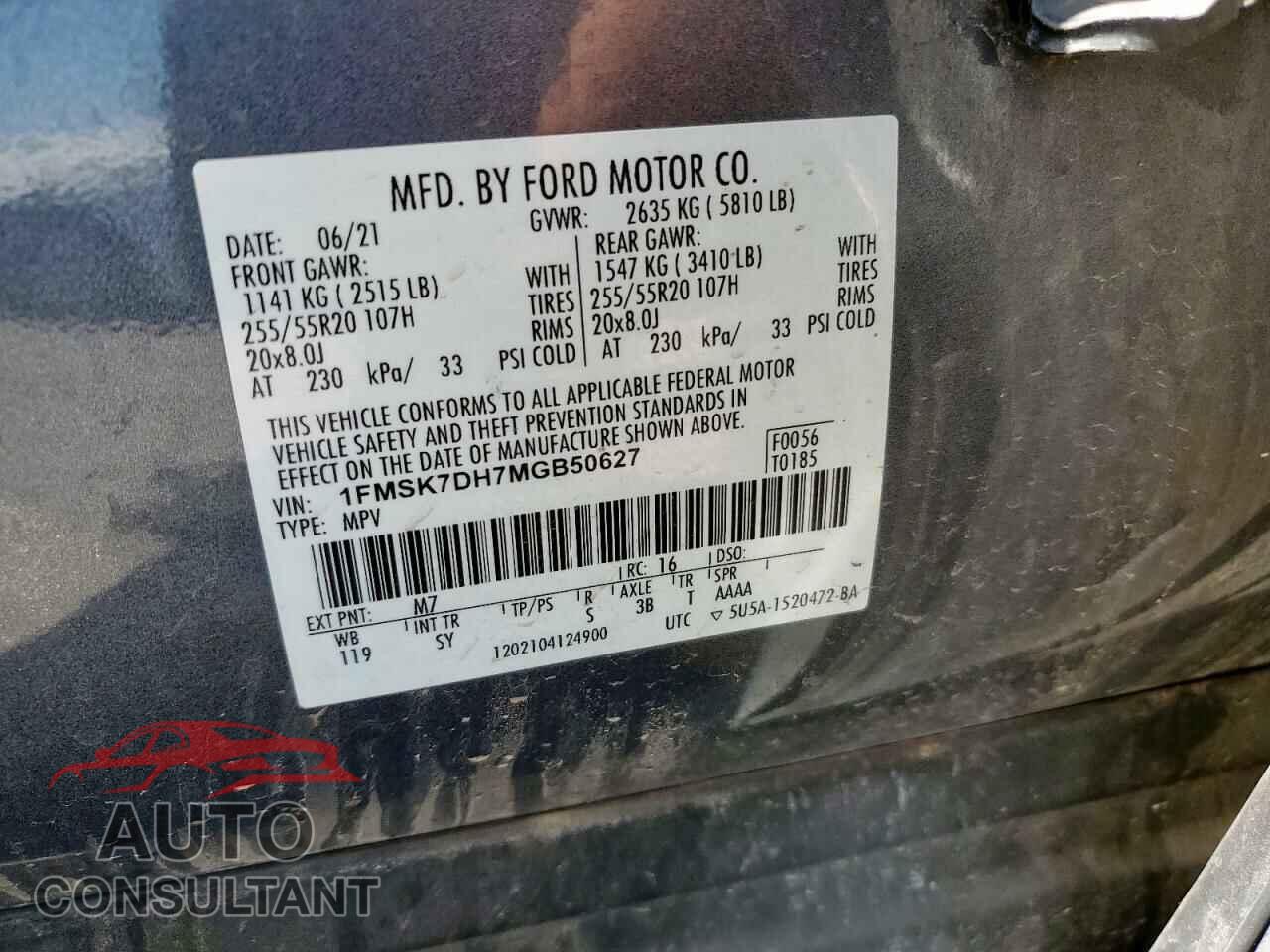 FORD EXPLORER 2021 - 1FMSK7DH7MGB50627
