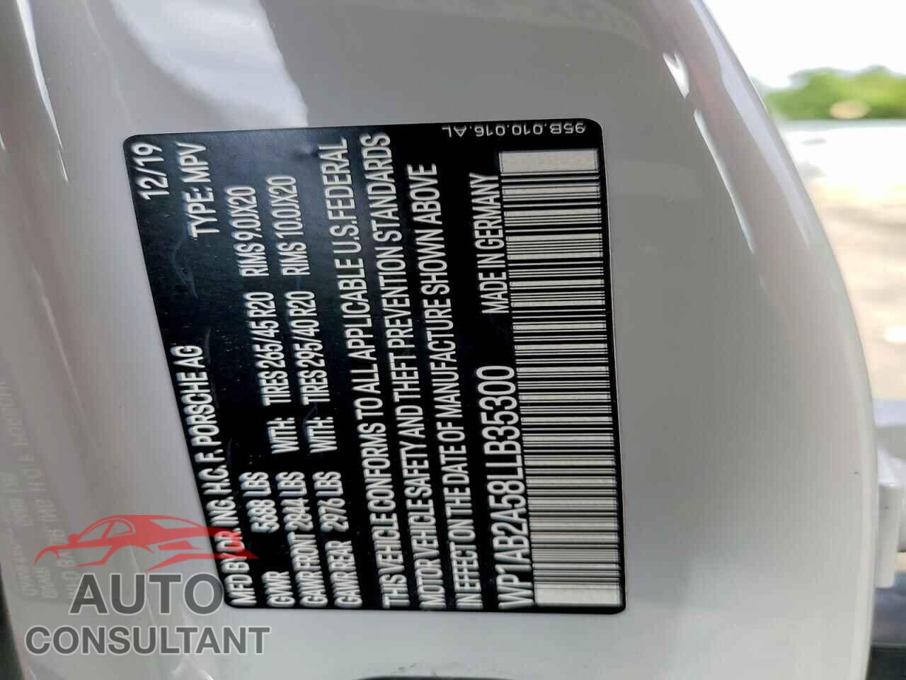 PORSCHE MACAN 2020 - WP1AB2A58LLB35300