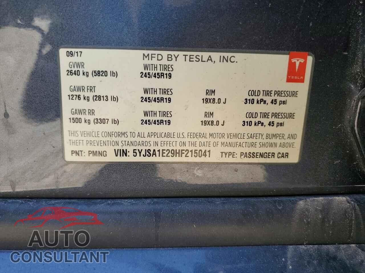 TESLA MODEL S 2017 - 5YJSA1E29HF215041
