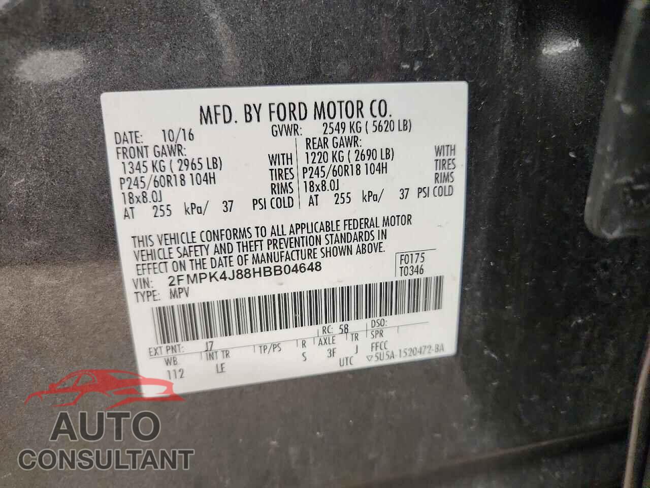 FORD EDGE 2017 - 2FMPK4J88HBB04648