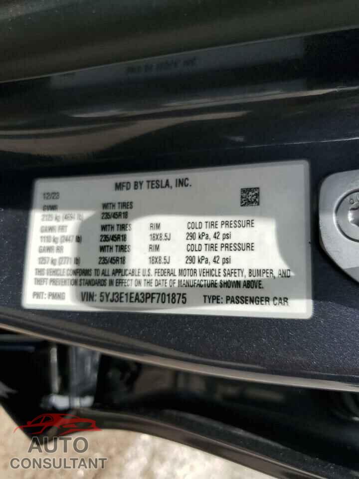 TESLA MODEL 3 2023 - 5YJ3E1EA3PF701875