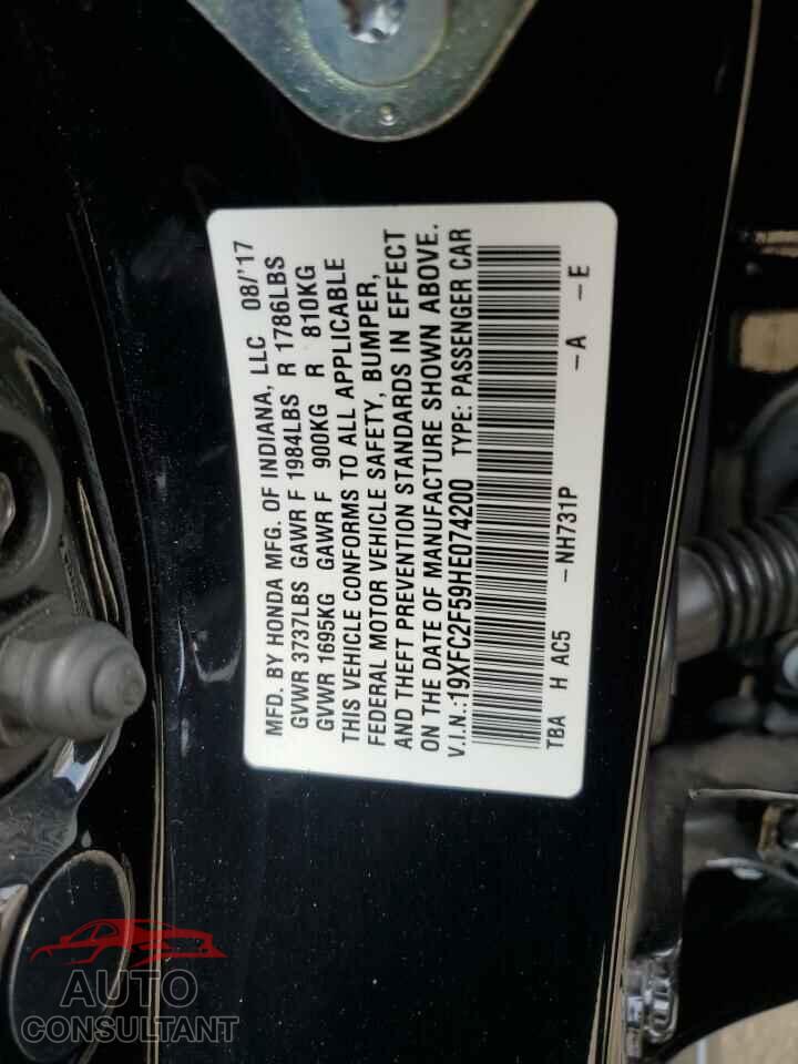 HONDA CIVIC 2017 - 19XFC2F59HE074200