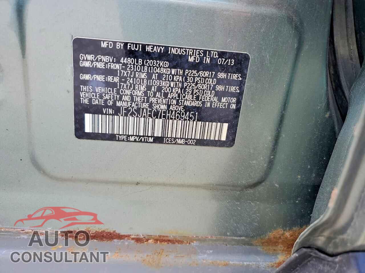 SUBARU FORESTER 2014 - JF2SJAEC7EH469451