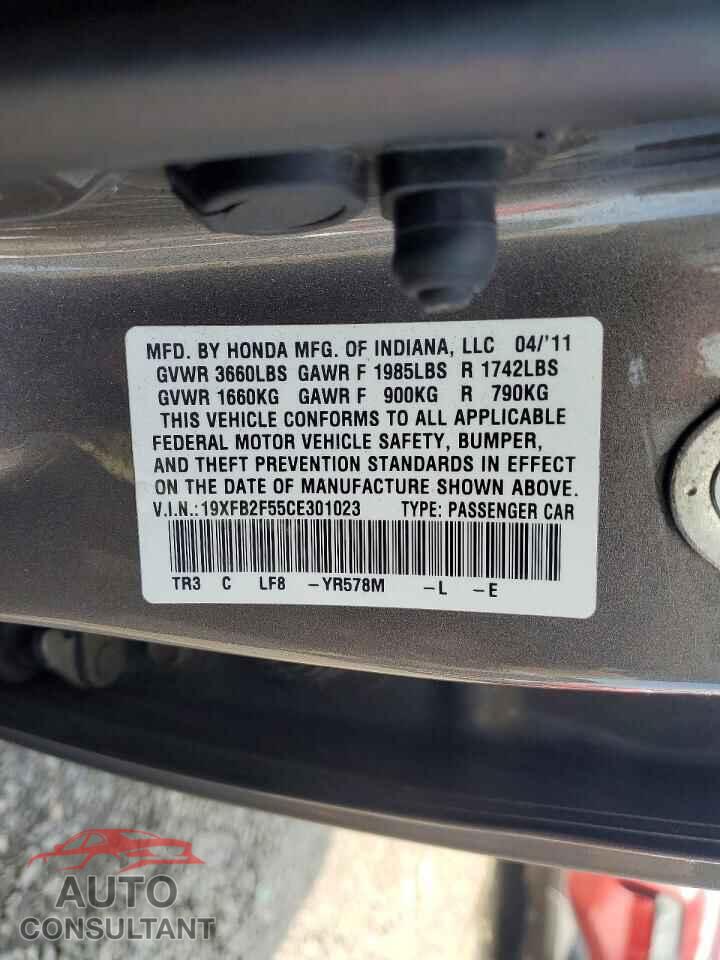 HONDA CIVIC 2012 - 19XFB2F55CE301023