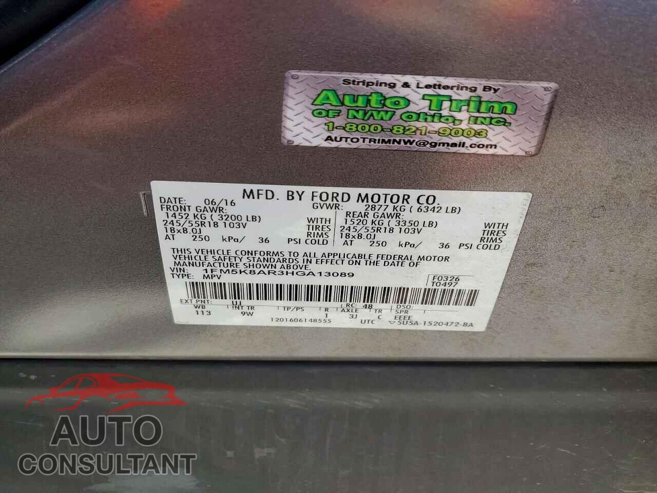FORD EXPLORER 2017 - 1FM5K8AR3HGA13089