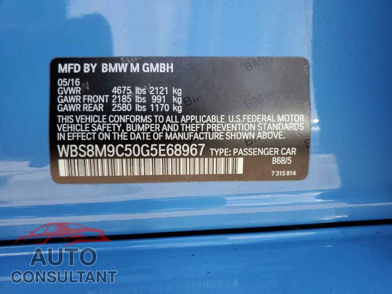BMW M3 2016 - WBS8M9C50G5E68967