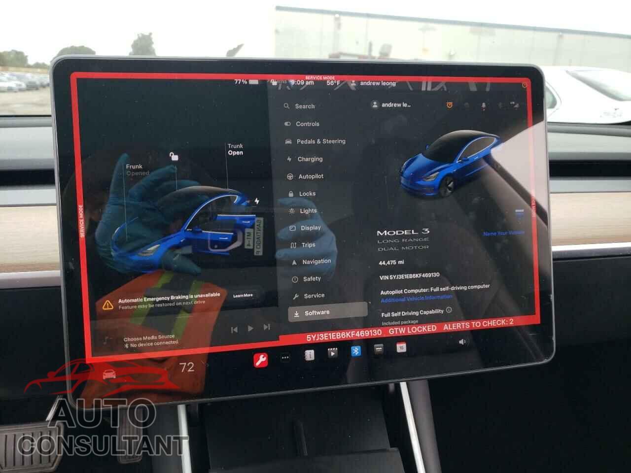 TESLA MODEL 3 2019 - 5YJ3E1EB6KF469130