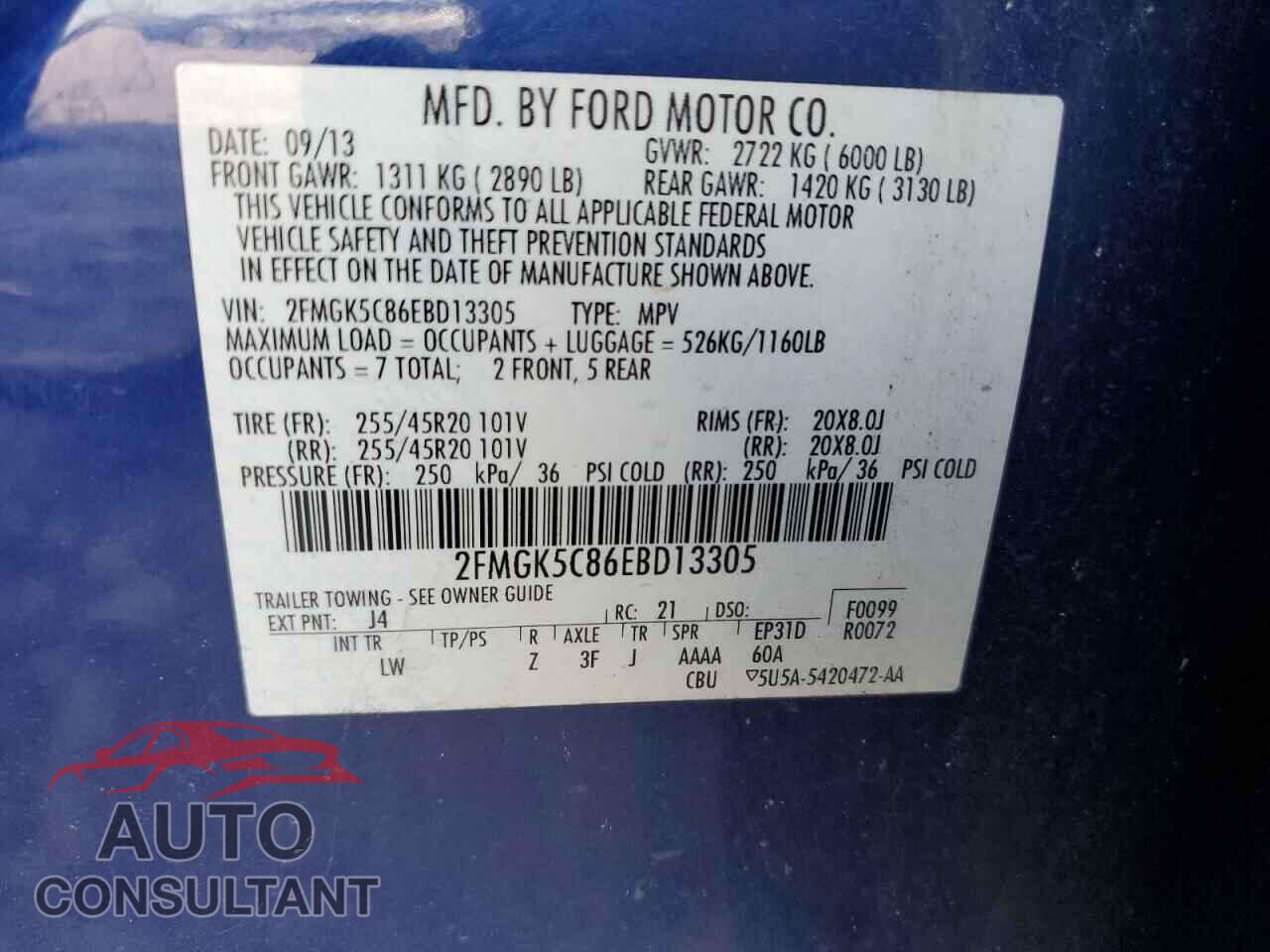 FORD FLEX 2014 - 2FMGK5C86EBD13305