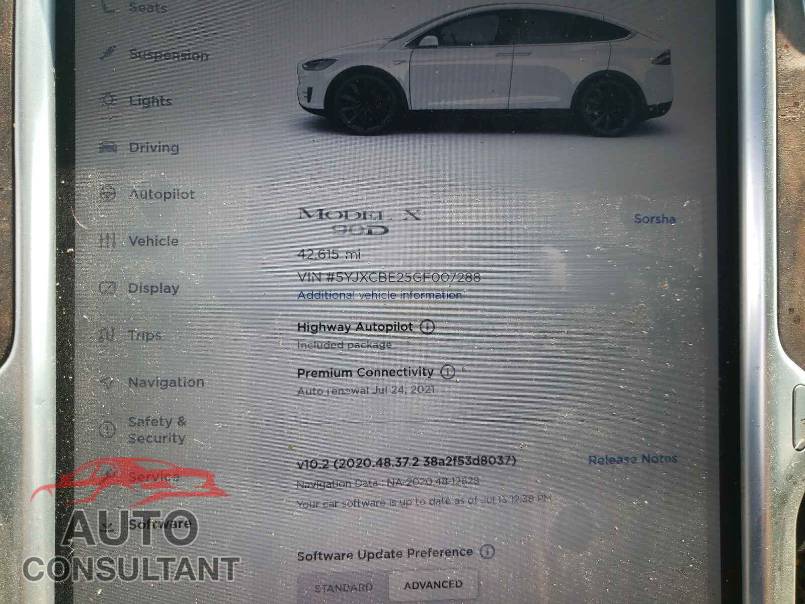 TESLA MODEL X 2016 - 5YJXCBE25GF007288