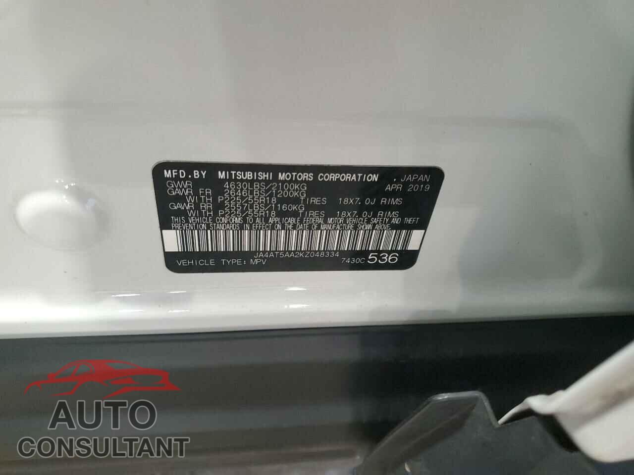 MITSUBISHI ECLIPSE 2019 - JA4AT5AA2KZ048334