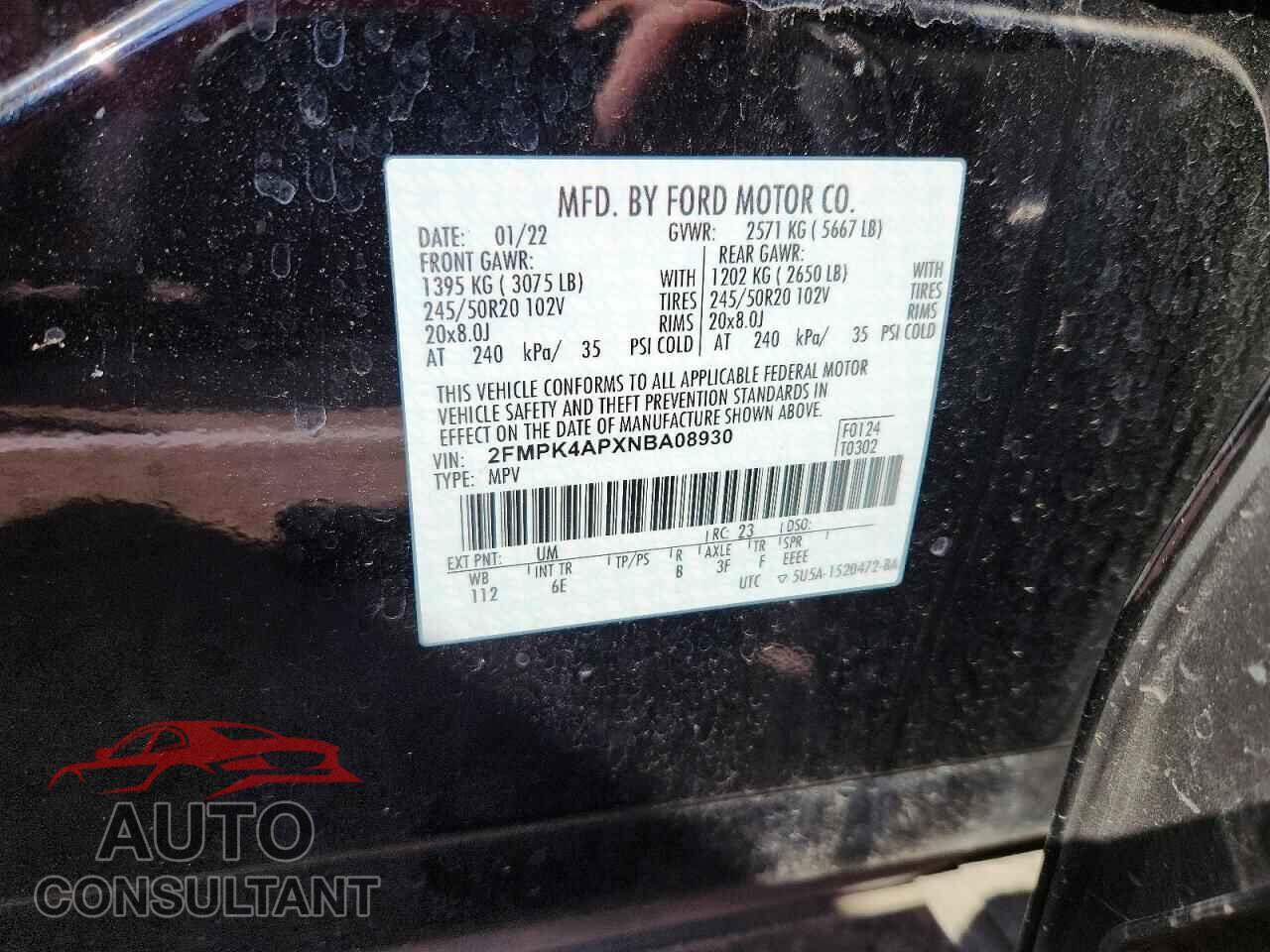 FORD EDGE 2022 - 2FMPK4APXNBA08930