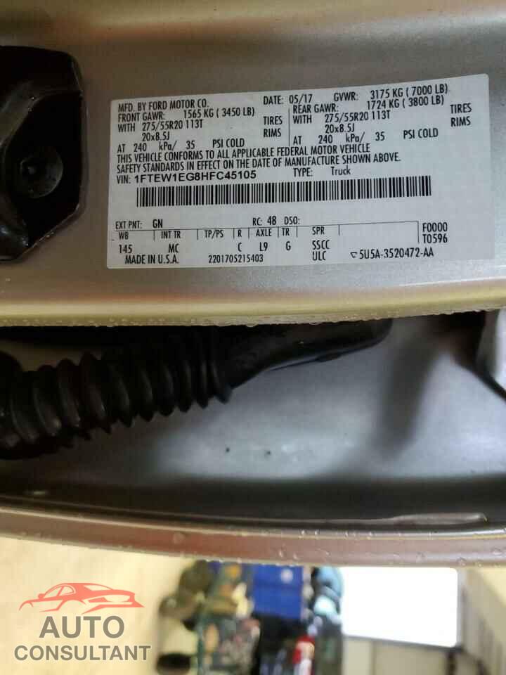 FORD F-150 2017 - 1FTEW1EG8HFC45105