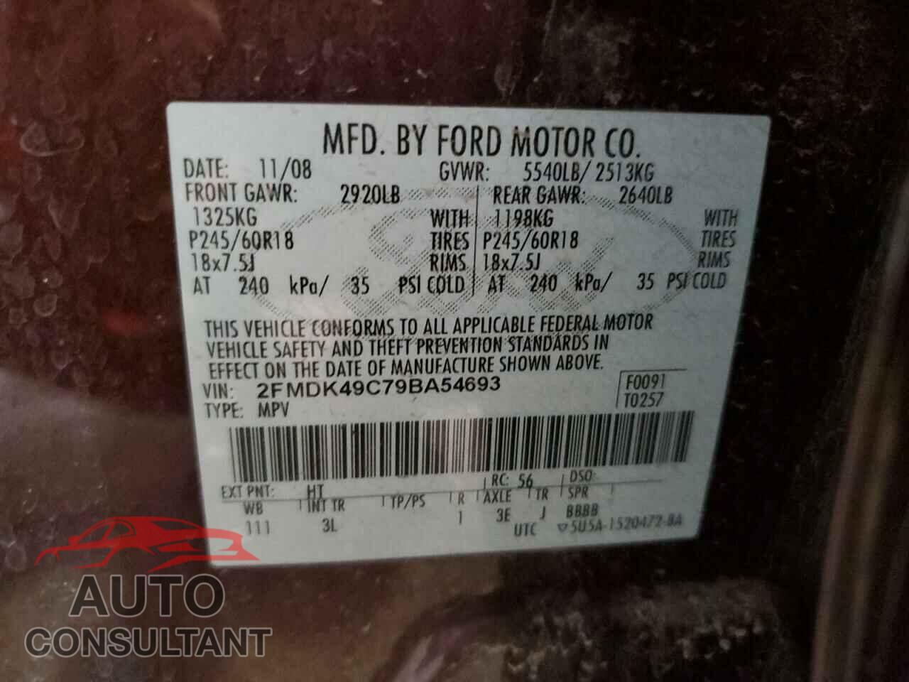 FORD EDGE 2009 - 2FMDK49C79BA54693