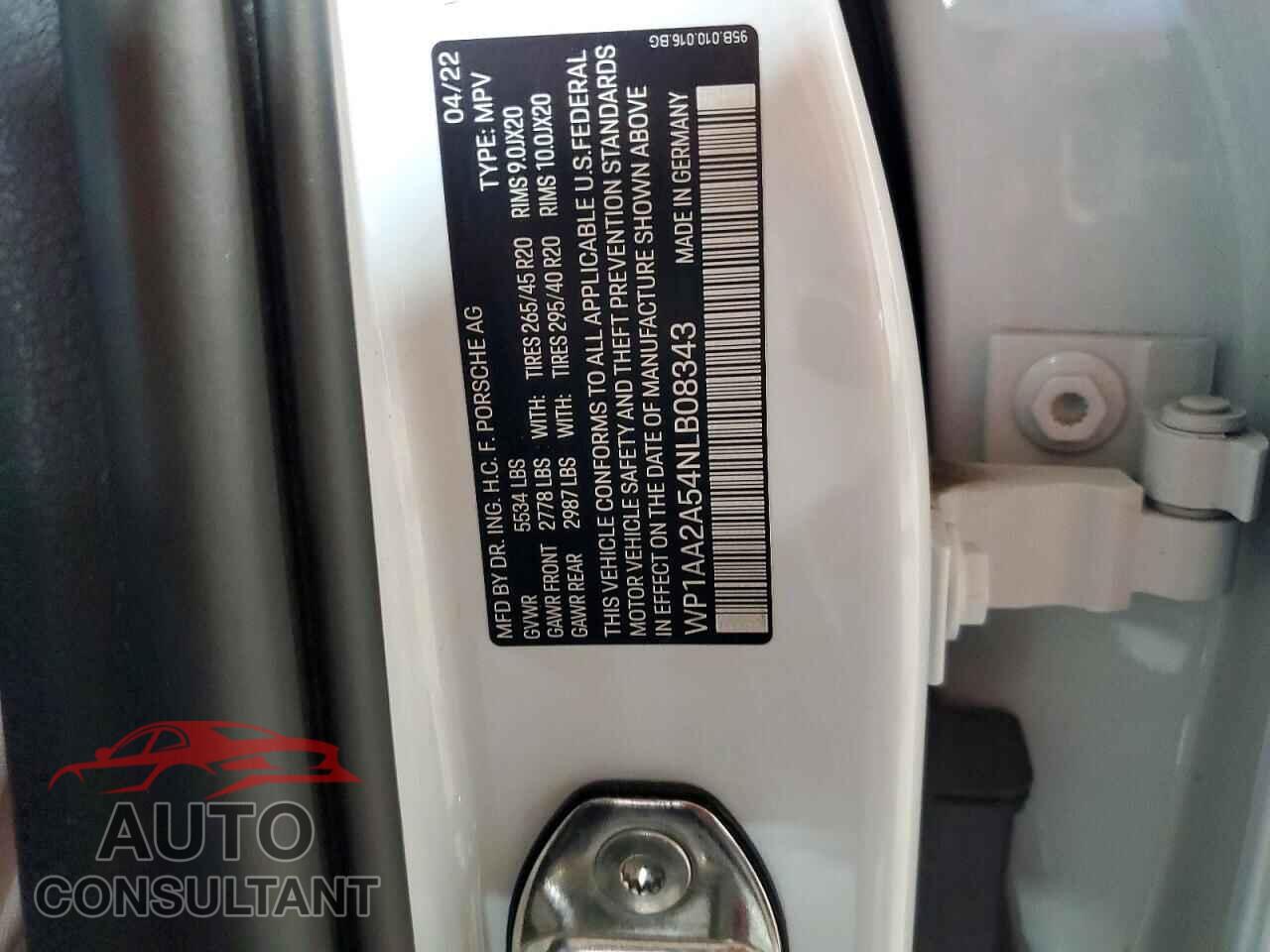 PORSCHE MACAN 2022 - WP1AA2A54NLB08343