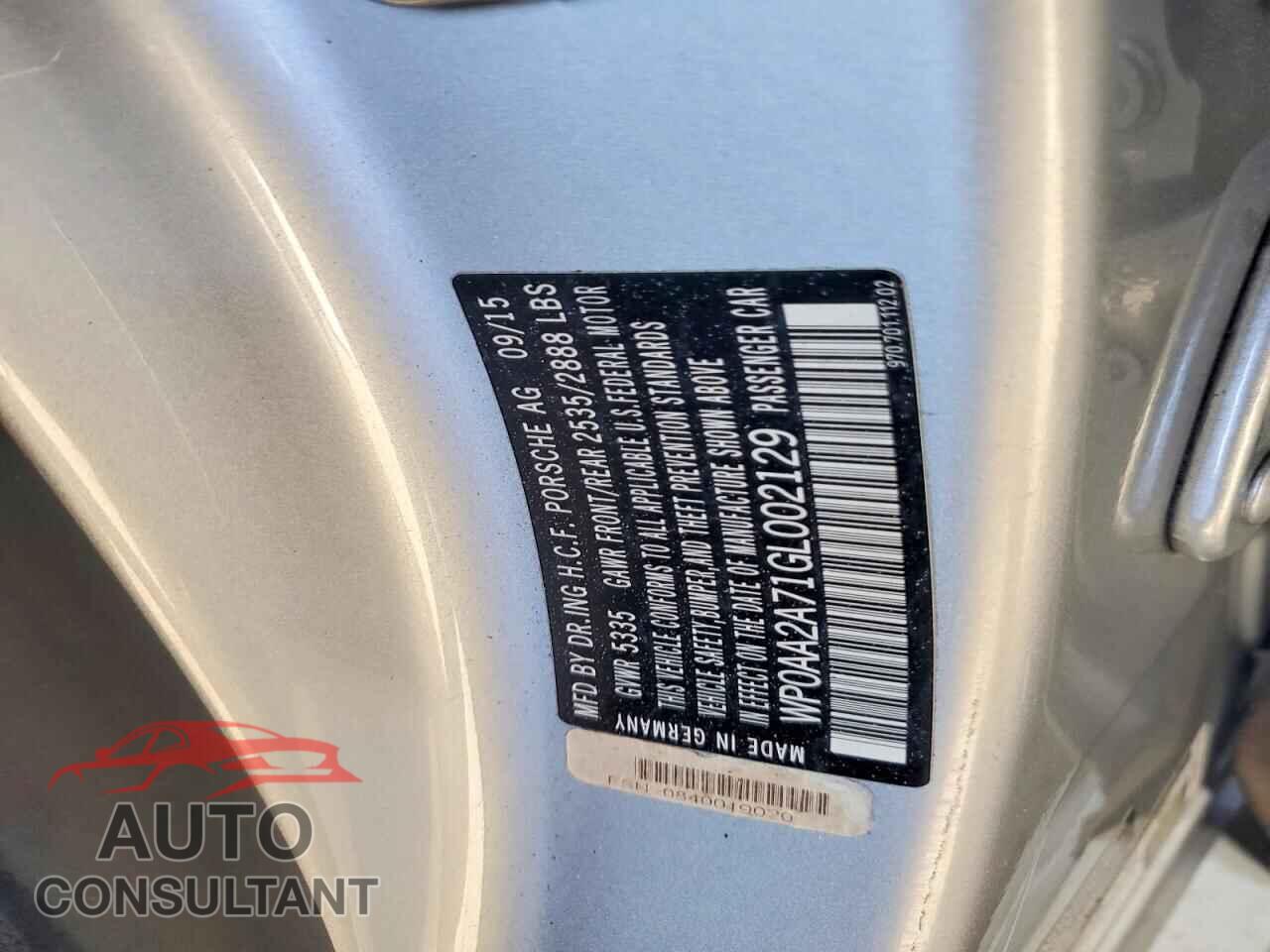 PORSCHE PANAMERA 2016 - WP0AA2A71GL002129
