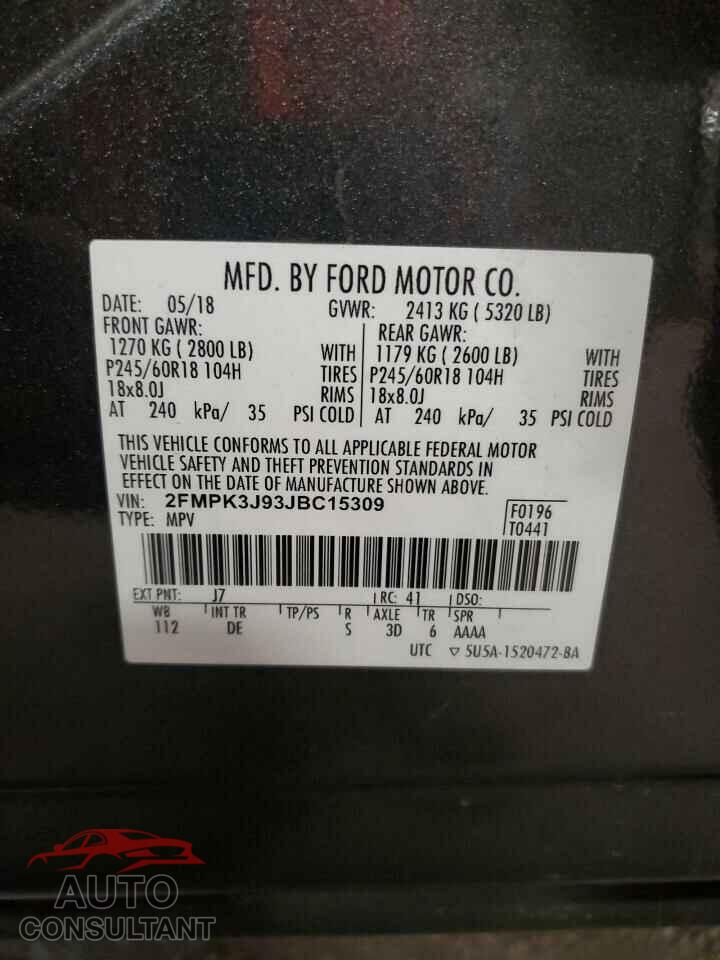 FORD EDGE 2018 - 2FMPK3J93JBC15309