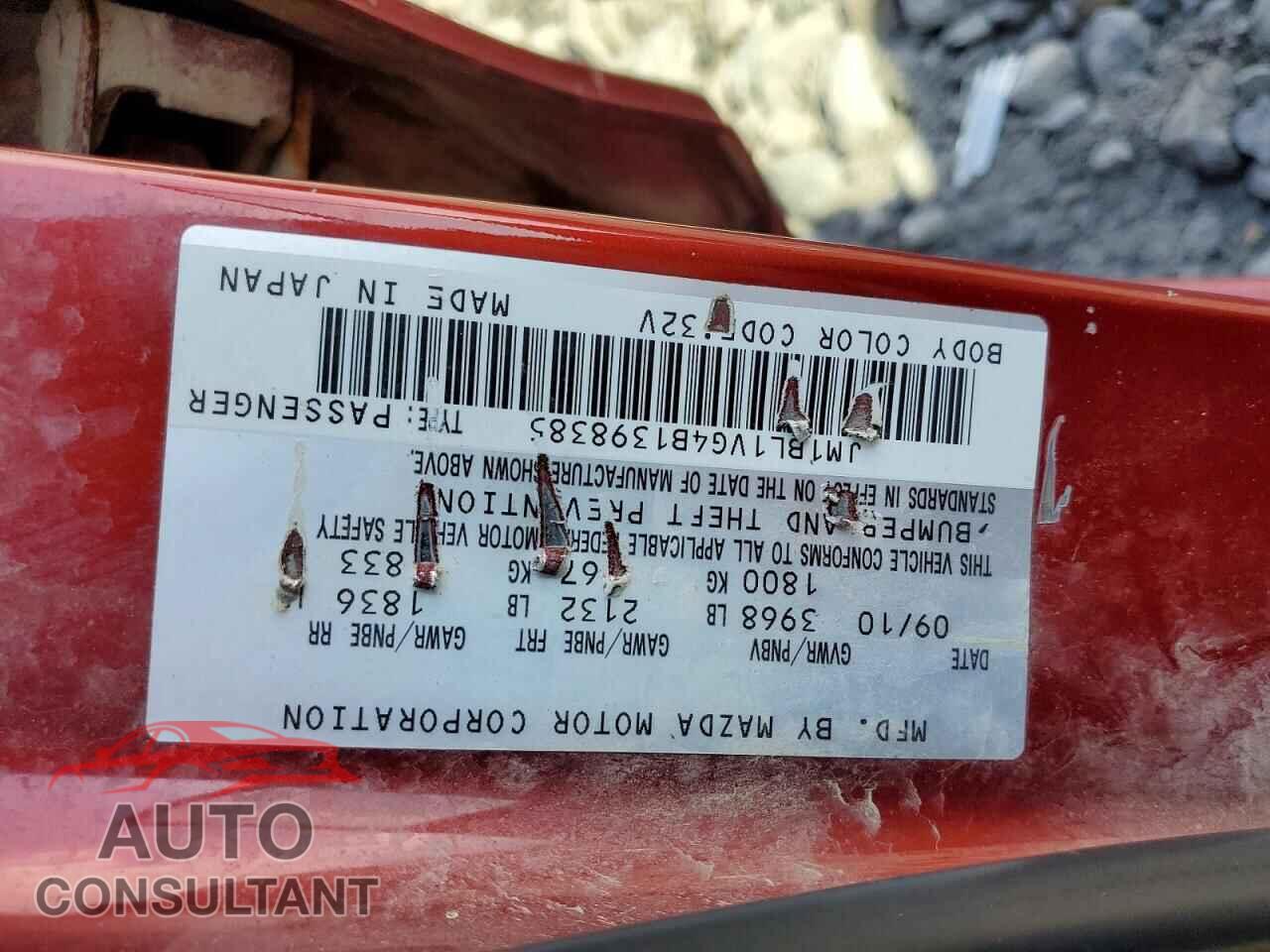MAZDA 3 2011 - JM1BL1VG4B1398385