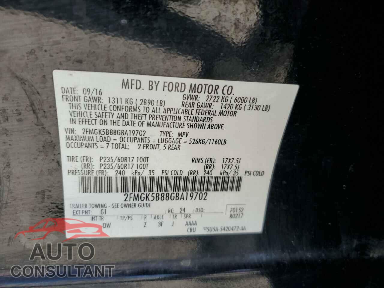 FORD FLEX 2016 - 2FMGK5B88GBA19702
