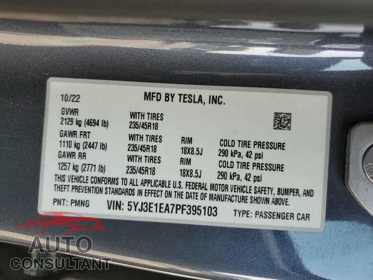 TESLA MODEL 3 2023 - 5YJ3E1EA7PF395103