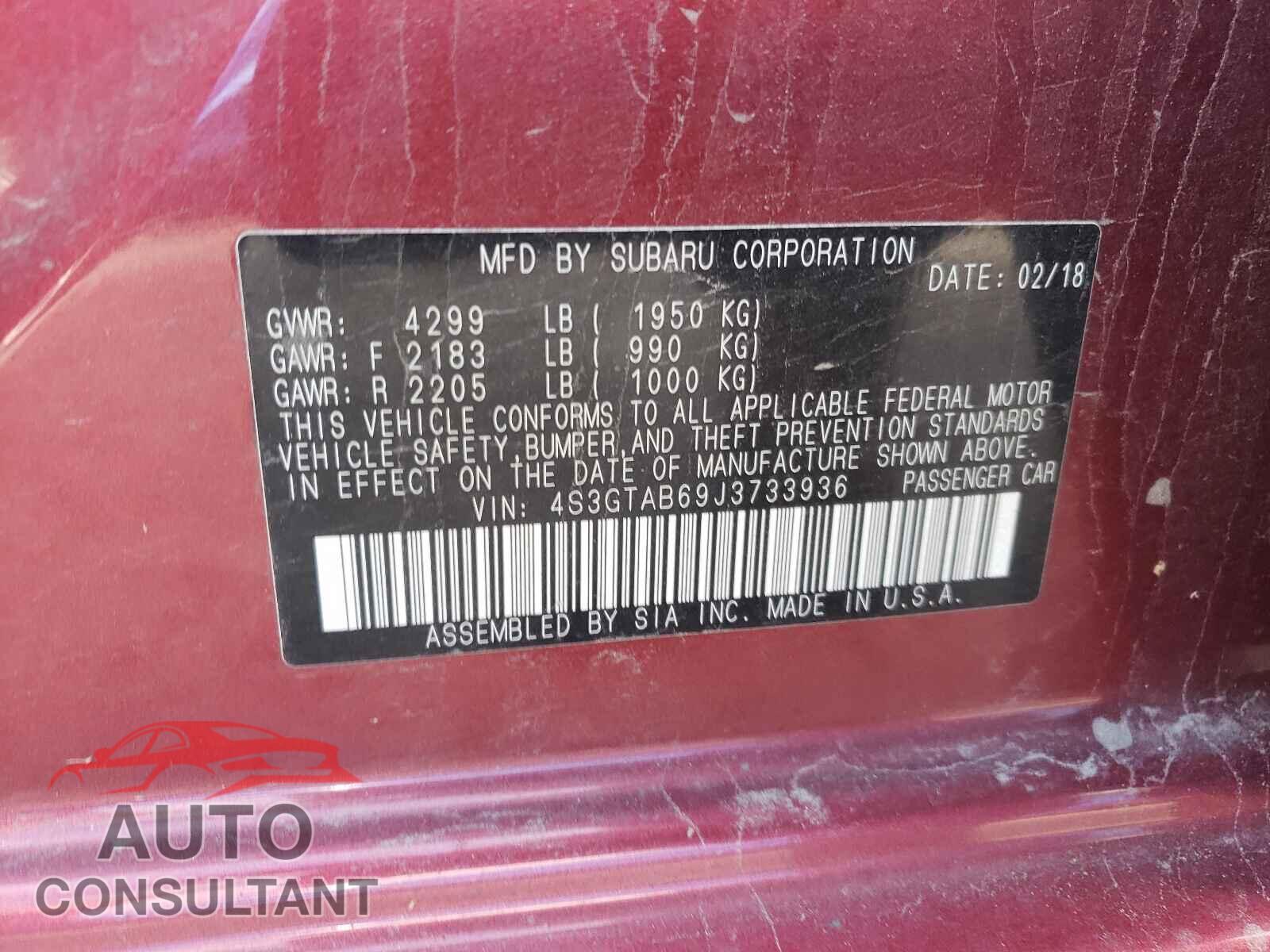 SUBARU IMPREZA 2018 - 4S3GTAB69J3733936