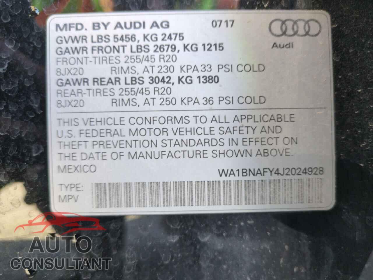 AUDI Q5 2018 - WA1BNAFY4J2024928