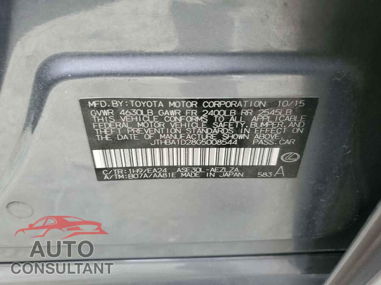 LEXUS IS 2016 - JTHBA1D28G5008544
