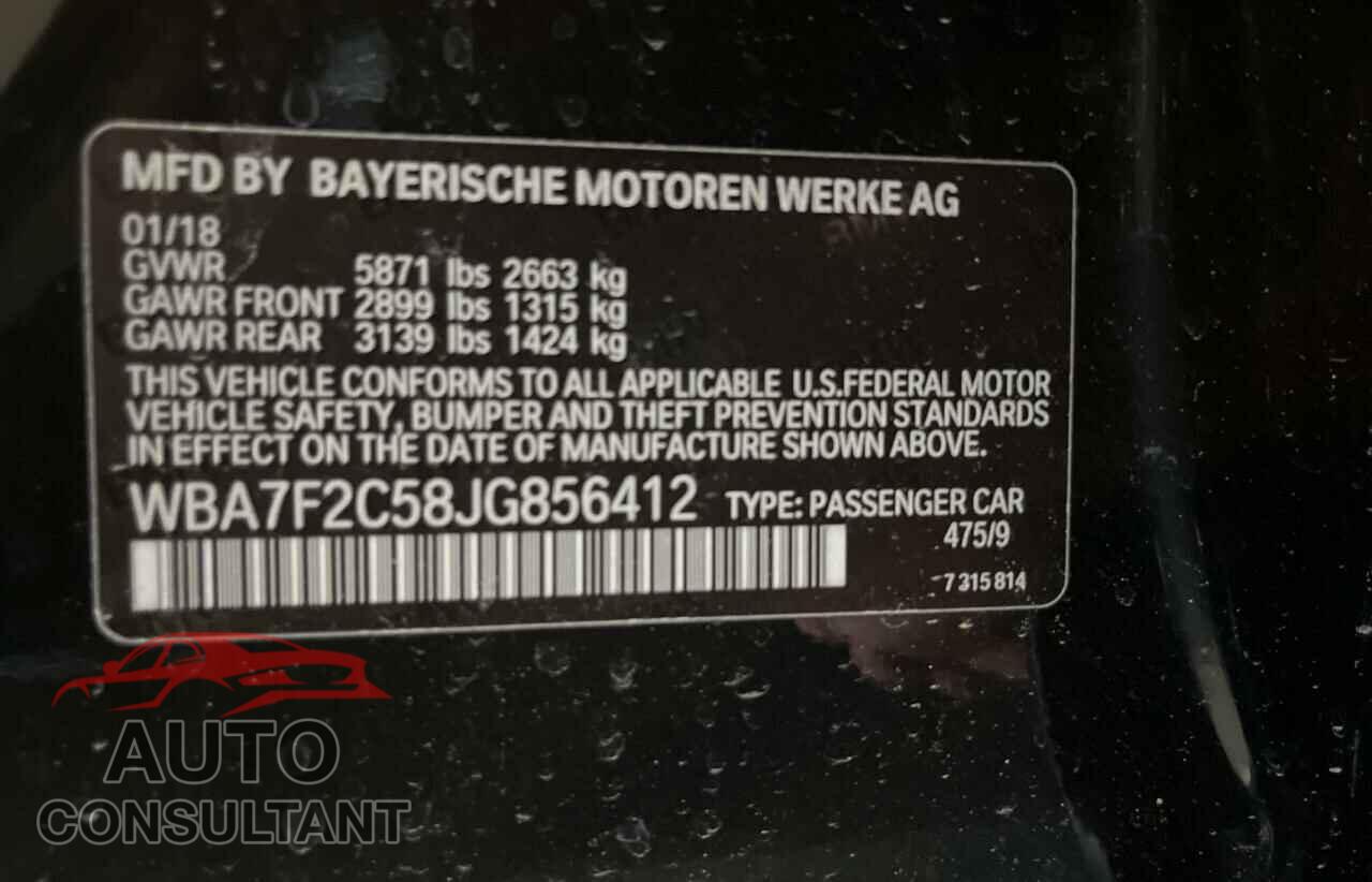 BMW 7 SERIES 2018 - WBA7F2C58JG856412