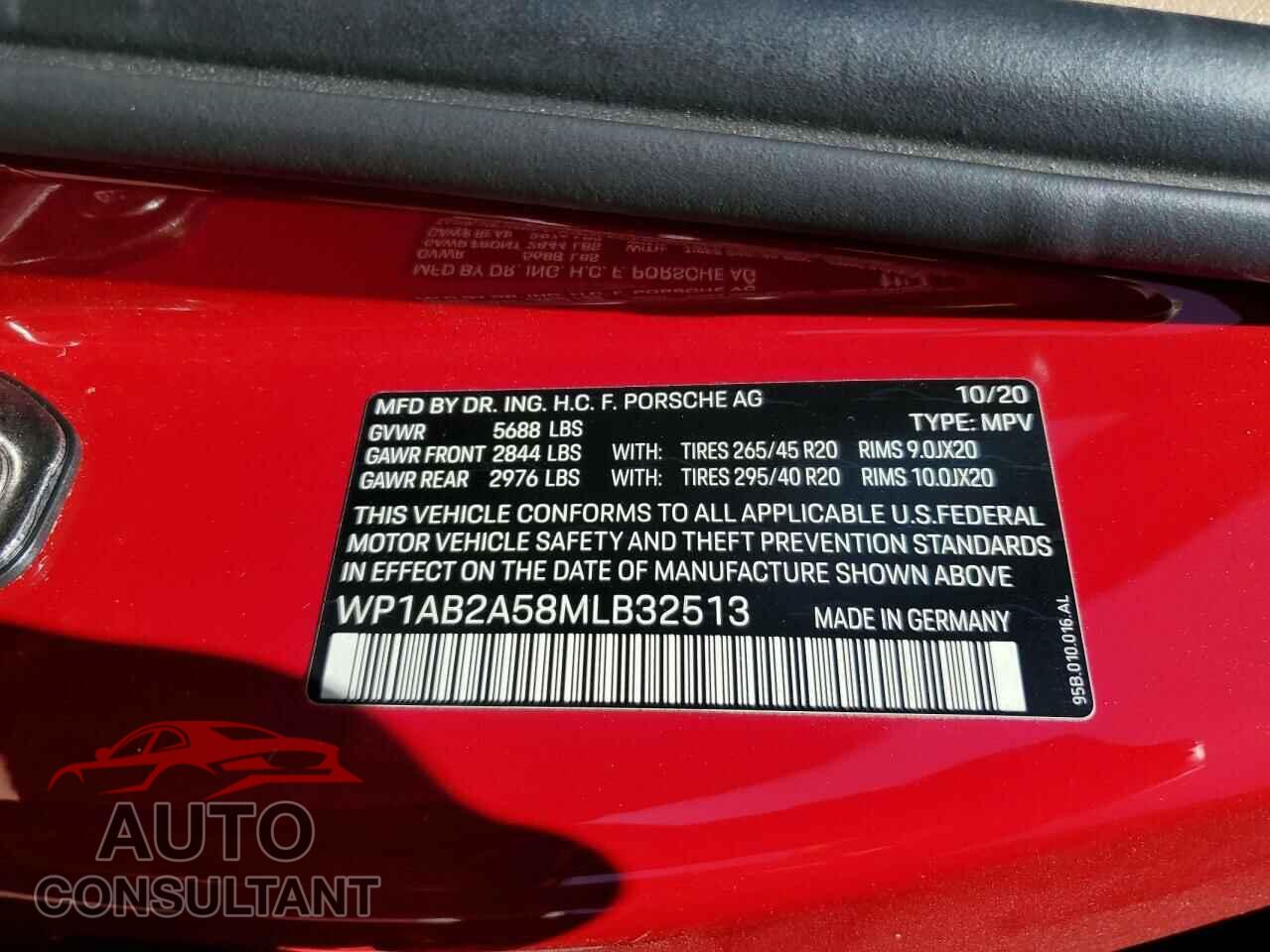 PORSCHE MACAN 2021 - WP1AB2A58MLB32513